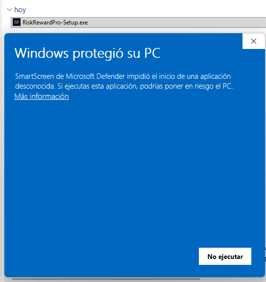 Captura: windows aviso